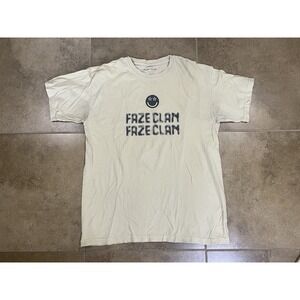 Faze Clan Men's Sz L Beige Graphic Print T-Shirt Crew Neck Short Sleeve